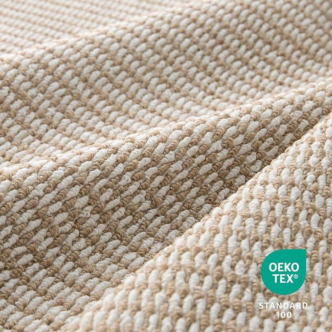 Dirt Trapping Door Mat 24x36, Taupe & White Faux Jute Entryway Rug | Low-Profile