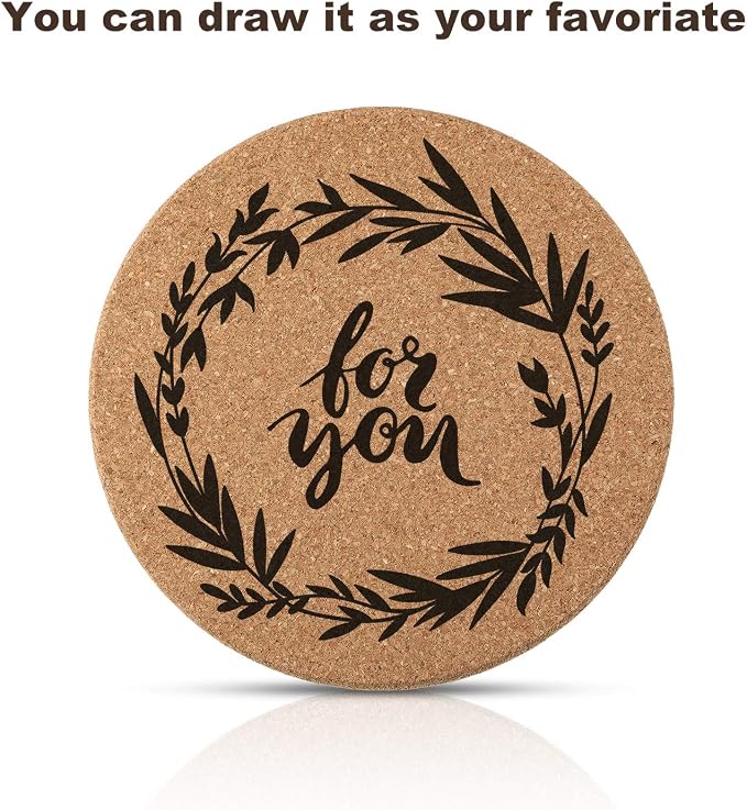 Boao 6 Pcs Round Cork Trivets for Hot Dishes, Hot Pots and Pans, 6 Inch | High