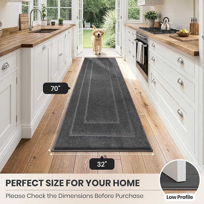 PURRUGS Dirt Trapping Door Mat 32" x 70", Non-Slip/Skid Machine Washable