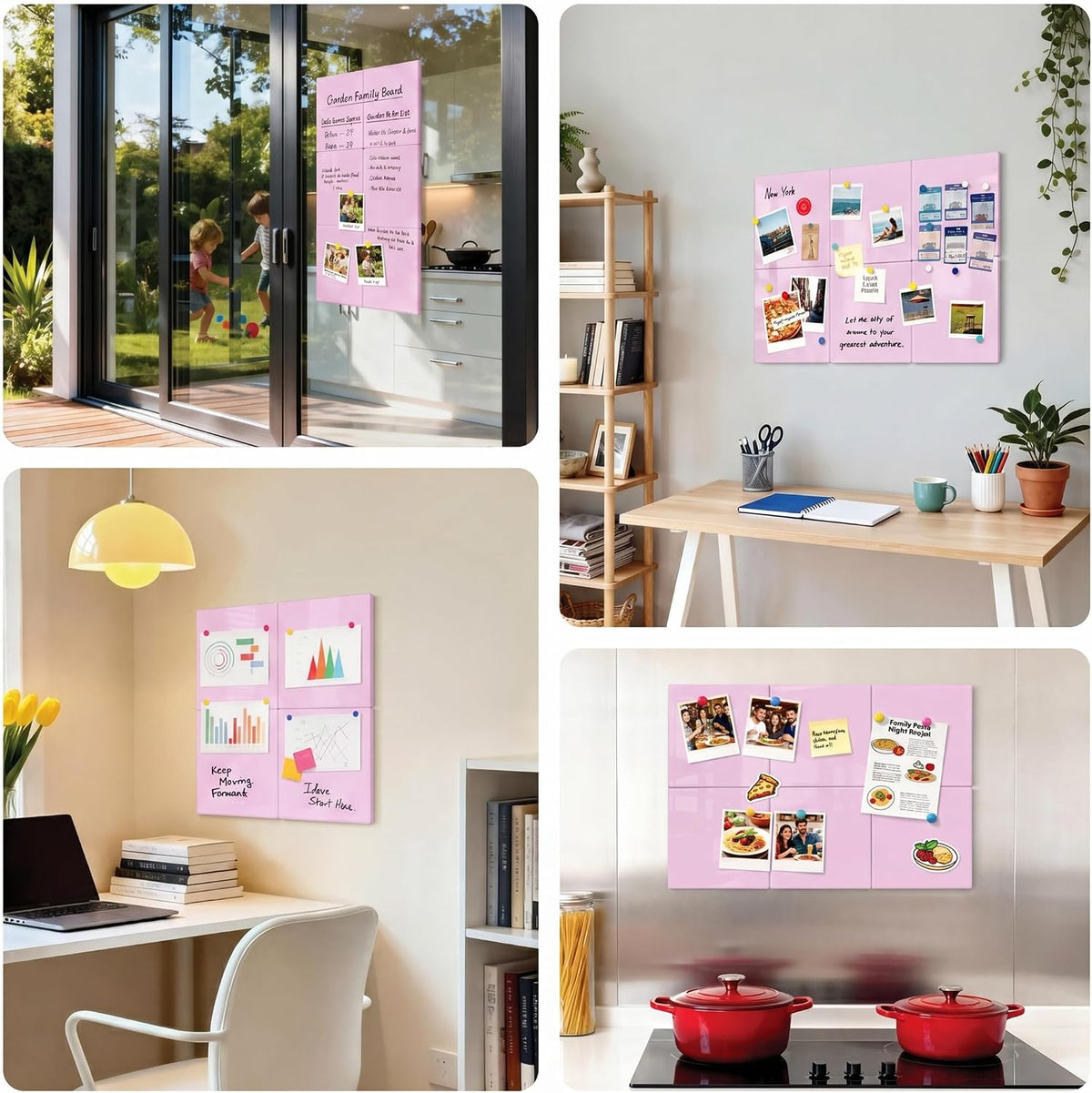 Comix Magnetic Whiteboard, 6 Pack Magnetic Whiteboard for wall, Pink