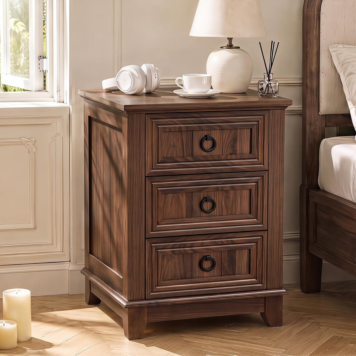 Joaxswe Farmhouse Nightstand Set 2, 18'' End Table