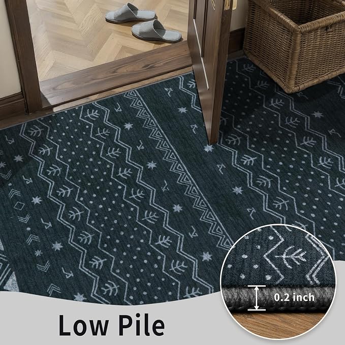 SERISSA 2x3 Rugs for Entryway, Washable Non-Slip Grey Small Area Rug, Soft