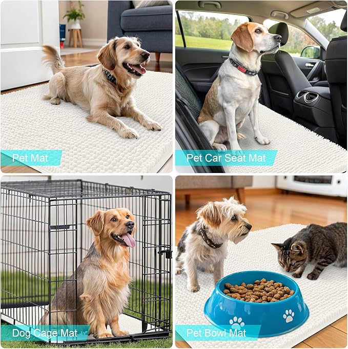OLANLY Dog Door Mat for Muddy Paws 34x21, Absorbs Moisture and Dirt, Absorbent