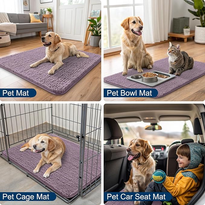Smiry Dog Door Mat for Muddy Paws 30x20, Absorbent Dirt Trapper, Non-Slip