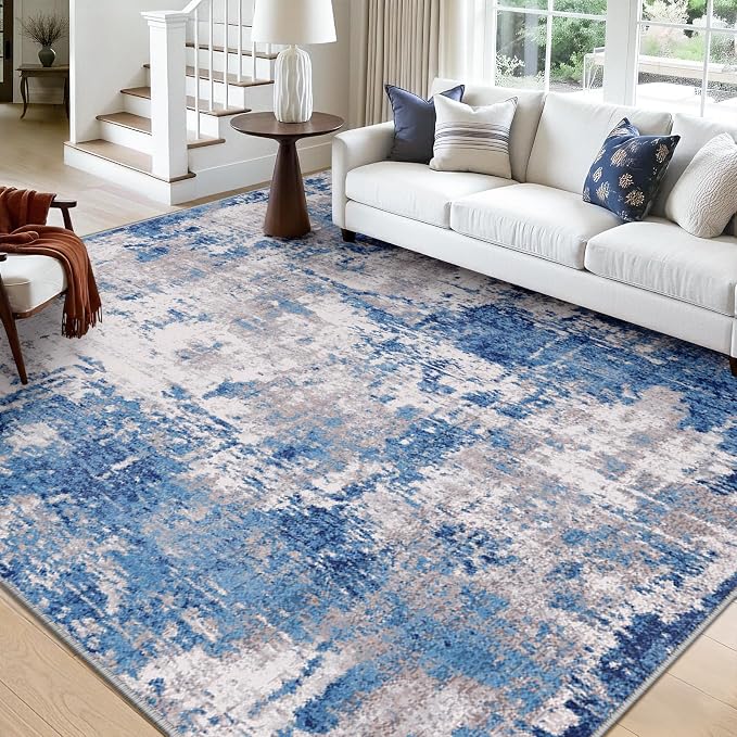 RELEANY Washable Area Rugs Square 10ft Non-Slip Modern Abstract Soft