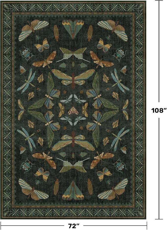 6x9 Dark Green Area Rugs for Dining Room