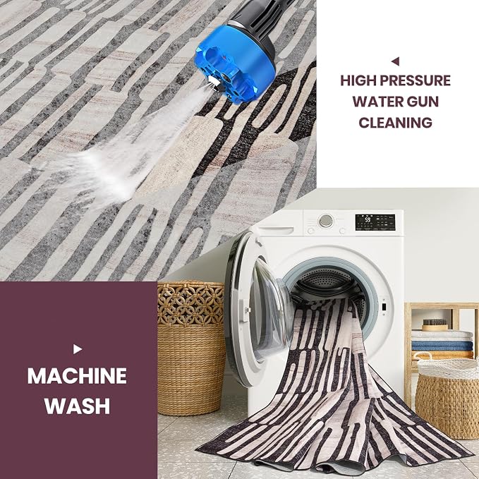 Washable Rugs 8x10 Area Rugs for Living Room- Modern Abstract Rugs for Bedroom
