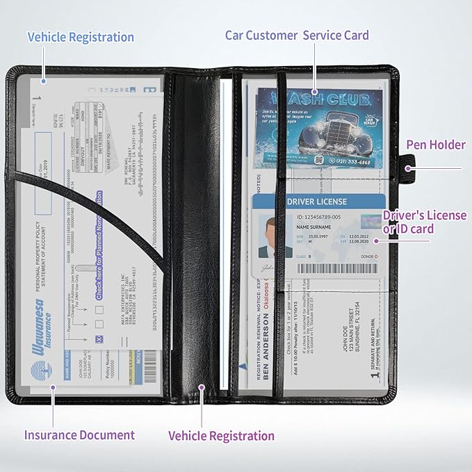 Car Registration and Insurance Holder,Leather Insurance License and Registration Card Holder for Car Glove Box, Auto Truck Document Holder Organizer for Men Women-Flowers Plants Moon Night