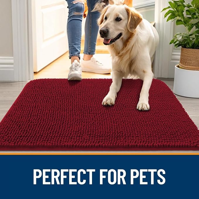 OLANLY Dog Door Mat for Muddy Paws 48x30, Absorbs Moisture and Dirt, Absorbent