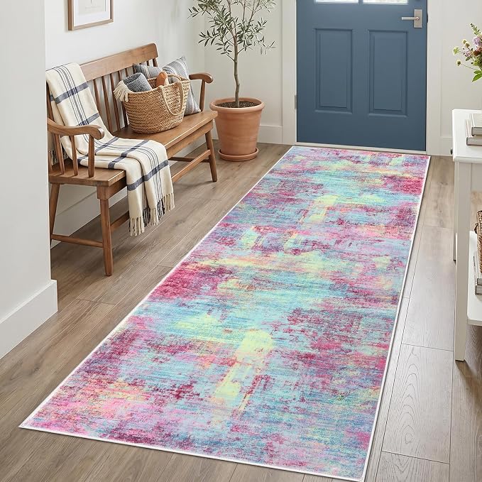 IOHOUZE Abstract Runner Rug 3x7 Ft Washable Runners