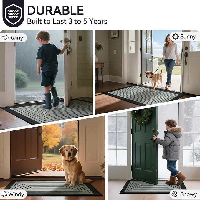 Front Door Mat 17''x30'', Absorbent Dirt Resist Washable Non Slip Low-Profile