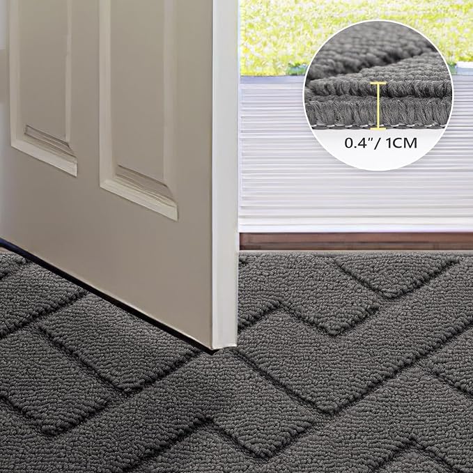 hicorfe Indoor Doormat, Front Back Door Mat Rubber Backing Non Slip Door Mats