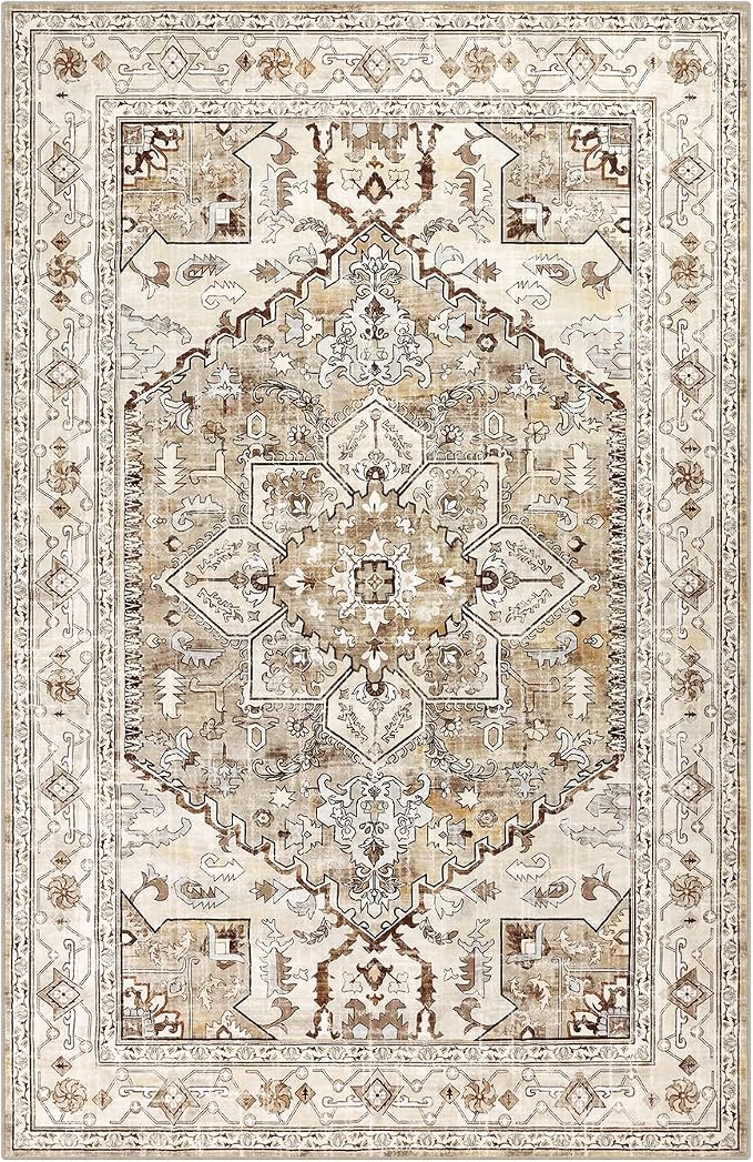 Yamaziot Area Rug 8x10, Non-Slip Washable Boho Vintage Living Room Bedroom Rug
