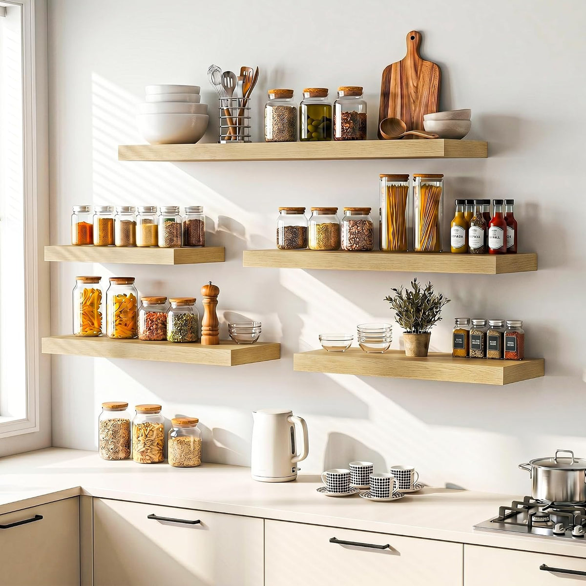 Heimlove Floating Shelves 23.6" W x 9.3" D Oak Set of 2