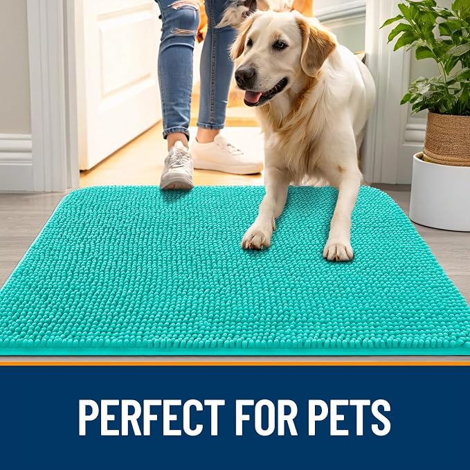 OLANLY Dog Door Mat for Muddy Paws 54x32, Absorbs Moisture and Dirt, Absorbent