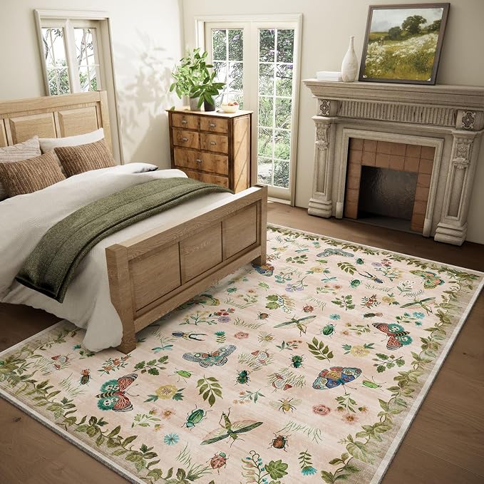 Machine Washable Rugs for Living Room: 6x9 Area Rugs Bedroom Rug Stain