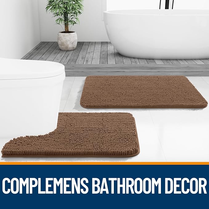 OLANLY Bathroom Rugs 36x24, Extra Soft Absorbent Chenille Bath Rugs, Rubber