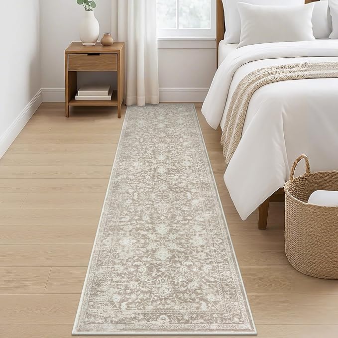 KILOCOCO Hallway Runner 2x8 Rug Runner Printed Vintage Floral Washable Kitchen
