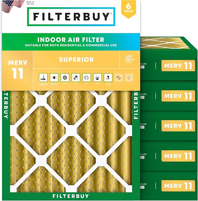 Filterbuy 8x14x4 Air Filter MERV 11 Superior Pet & Allergy Defense,