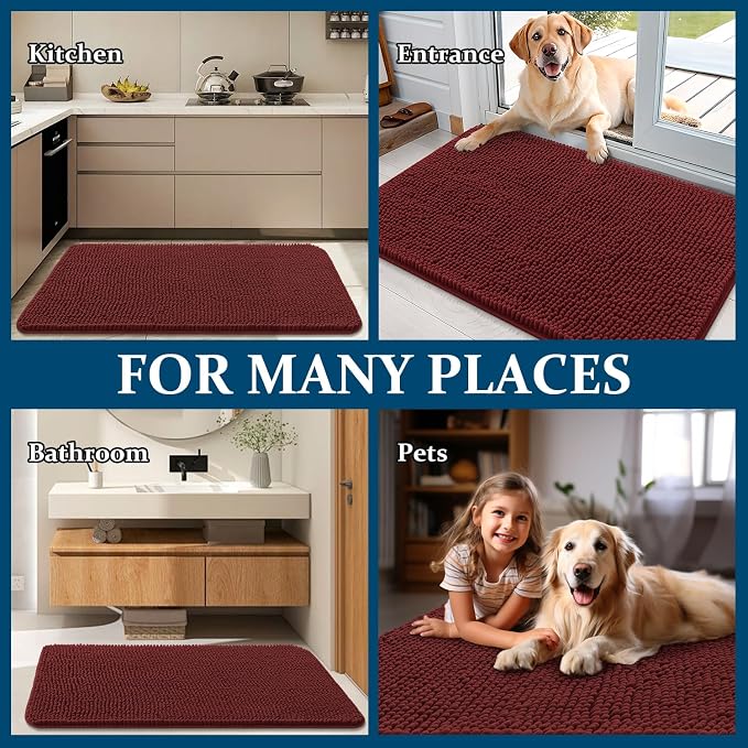 OLANLY Dog Door Mat for Muddy Paws 40x24, Absorbs Moisture and Dirt, Absorbent