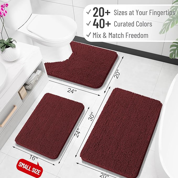 OLANLY Bathroom Rugs 34x21, Extra Soft Absorbent Chenille Bath Rugs, Rubber