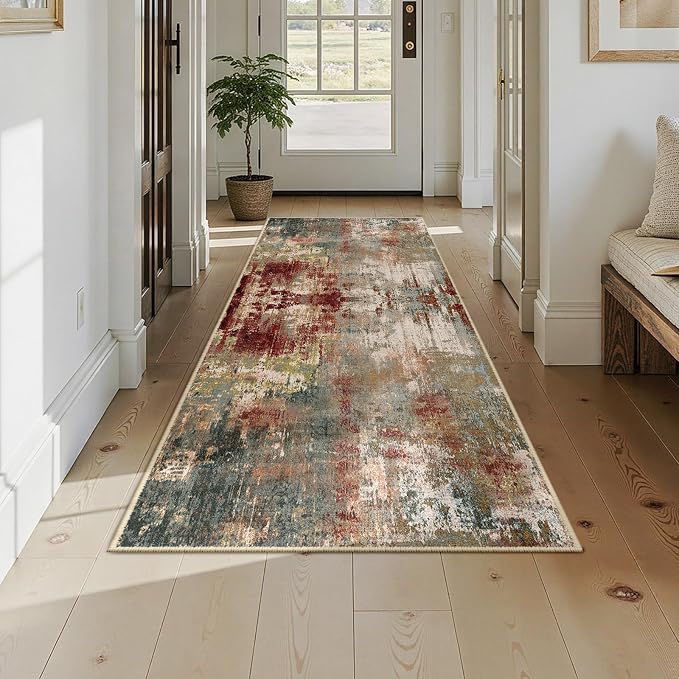 RELEANY Washable Area Rugs 3x8 Non-Slip Modern Abstract Soft