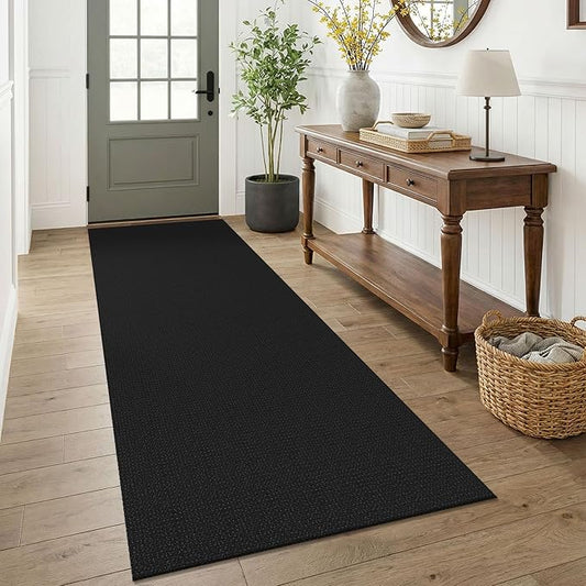 KOZYFLY Black 3x7 Washable Kitchen Runner Rug, Non Slip Wide Runners