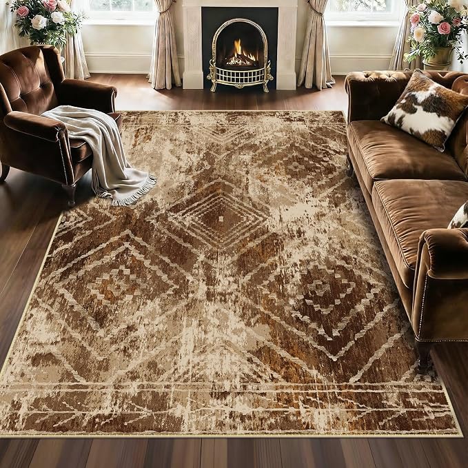 BESTSWEETIE Area Rug 8x10 Rug Machine Washable Non-Slip Low Pile Print Pattern