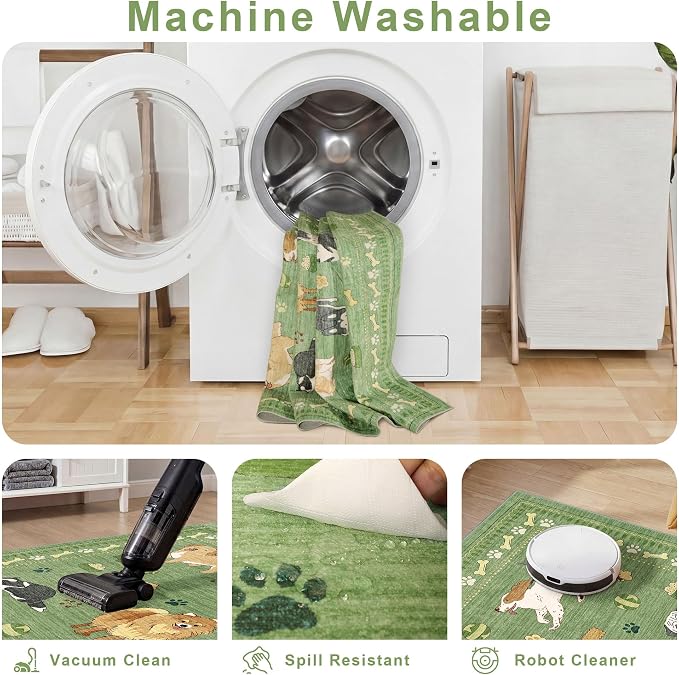 DUKINO 2x6 Washable Runner Rug for Hallway, Non Slip Animal Dog Kitchen Rug