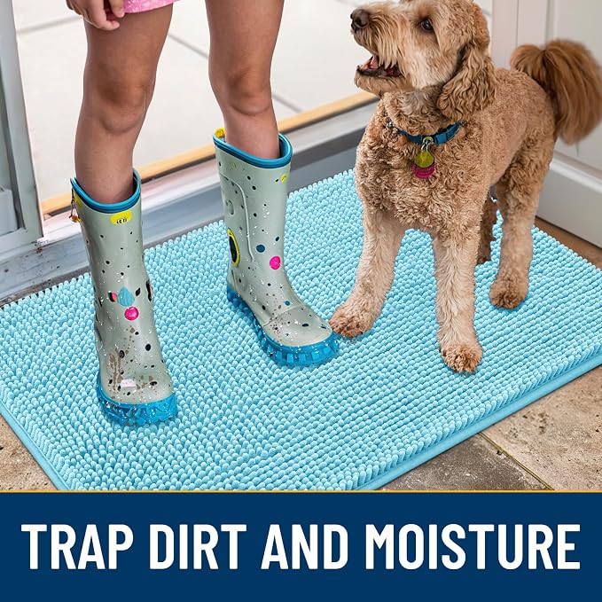 Smiry Dog Door Mat for Muddy Paws 30x20, Absorbent Dirt Trapper, Non-Slip
