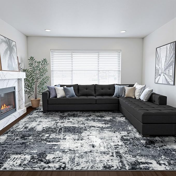 RELEANY Washable Area Rugs 8'x10' Non-Slip Modern Abstract Soft