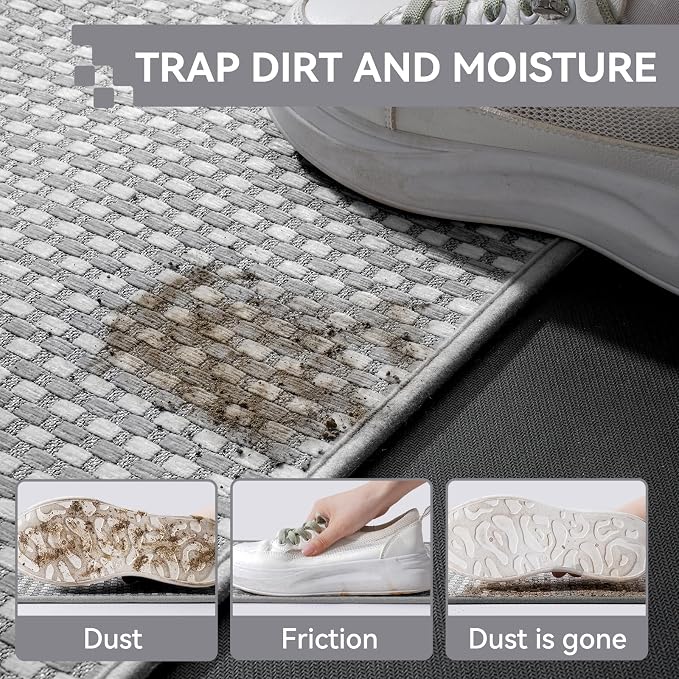 Front Door Mat 24''x35'', Absorbent Dirt Resist Washable Non Slip Low-Profile