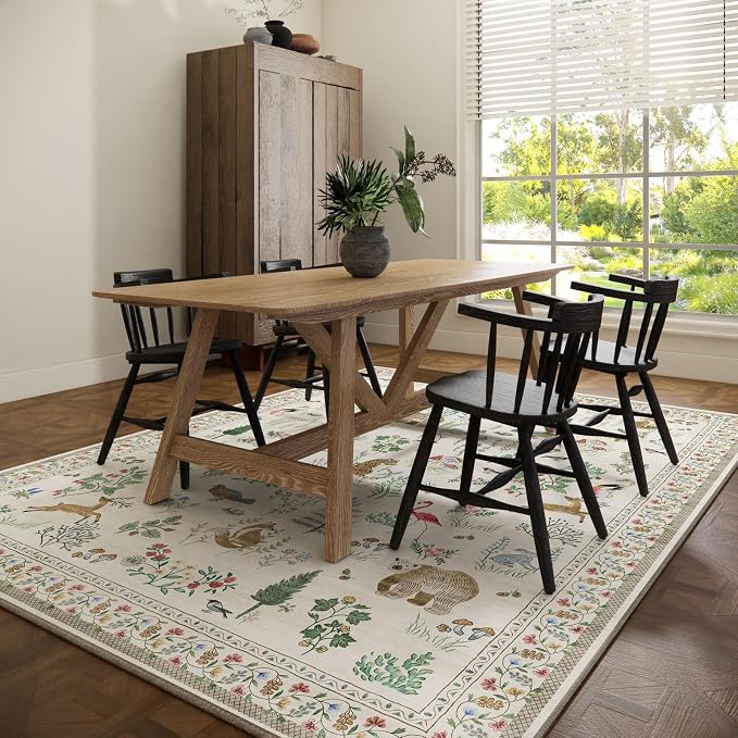 8x10 Area Rugs for Living Room: Washable Bedroom Rug Boho Stain Resistant Non