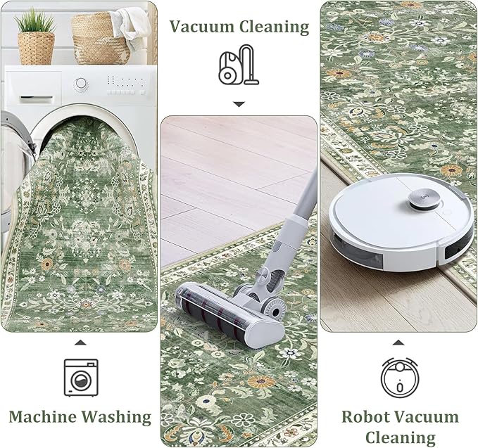 Yamaziot Washable Runner Rug 3x10 – Large Floral Non Slip Boho Hallway Runner