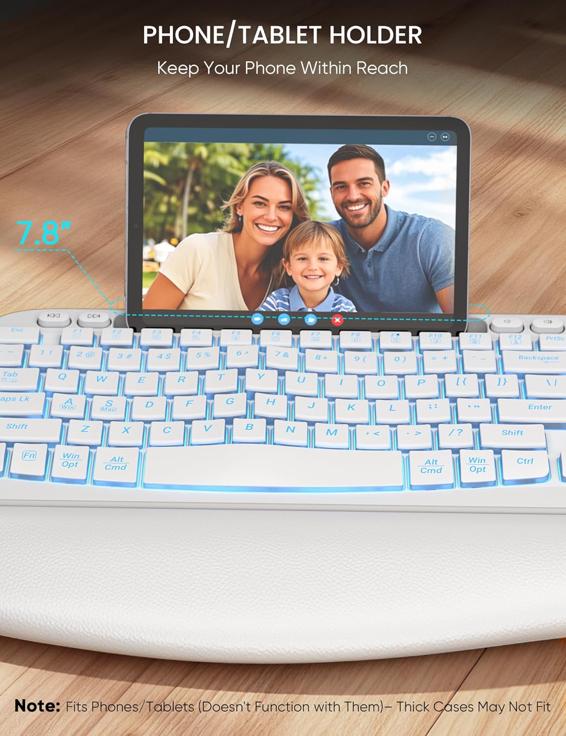 SABLUTE Wireless Keyboard and Mouse Combo, Ergonomic Wave with Wrist Rest