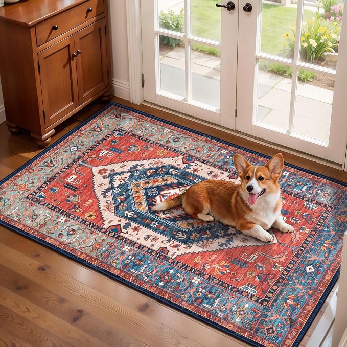 SERISSA 2x4 Boho Rugs for Entryway, Washable Non-Slip Kitchen Runner Rug