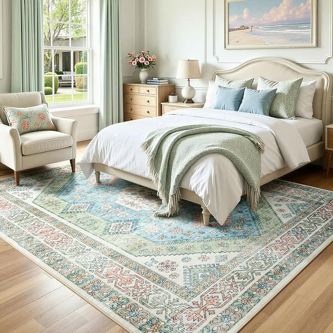 Lofus Vintage Living Room Rugs 8x10, Soft Machine Washable Area Rug