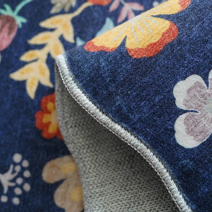 3x10 Long Hallway Runner Rug: Washable Wide 10ft Floral Low-Pile Carpet
