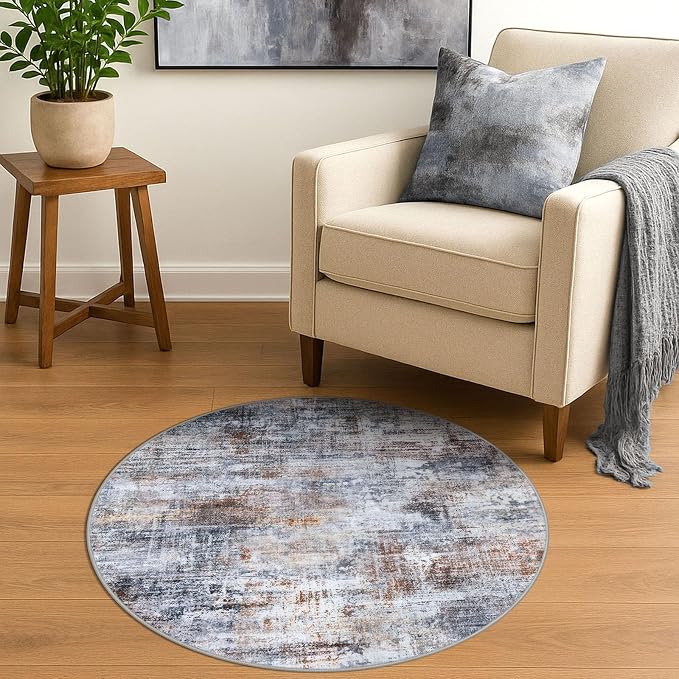 IOHOUZE Round Area Rug 3 Ft Circle Entryway Rugs Round Washable Door Mat Indoor
