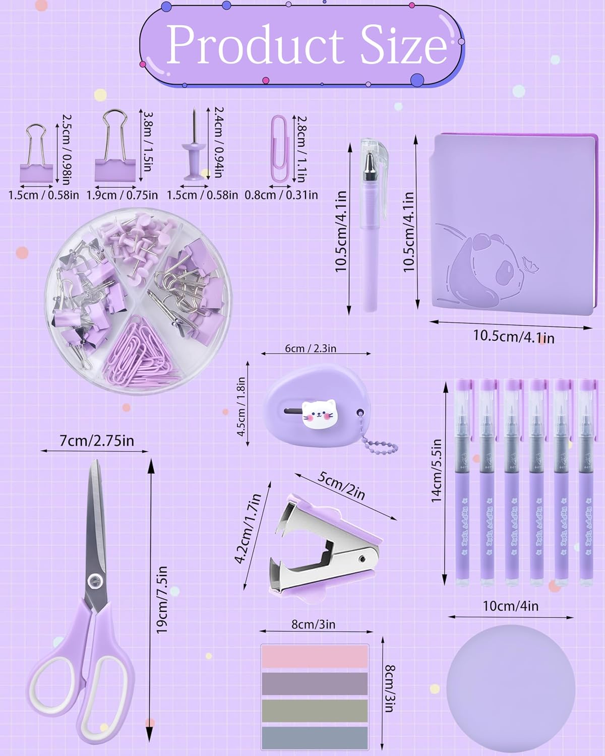 Purple Desk Accessories and Organizers with Desk Organizer and 360°Rotating Pen Holder stapler Pen and a Lot of Office Purple Office Supplies Beautifully Presented in a Gift Box