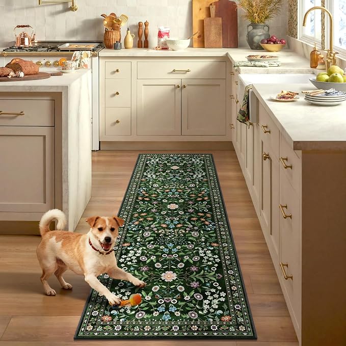 Yamaziot Washable Runner Rug 2x8 – Boho Non Slip Floral Hallway Runner Rug