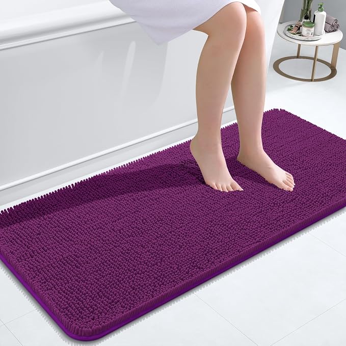 OLANLY Bathroom Runner Rugs 47x20, Extra Soft Absorbent Chenille Bath Rugs