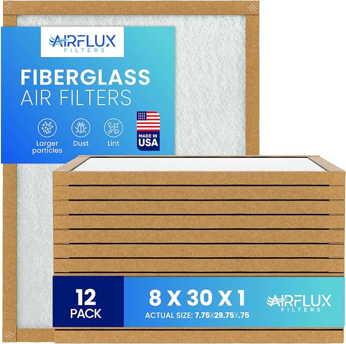 Fiberglass Air Filter -8x30x1Air Filter 12 Pack