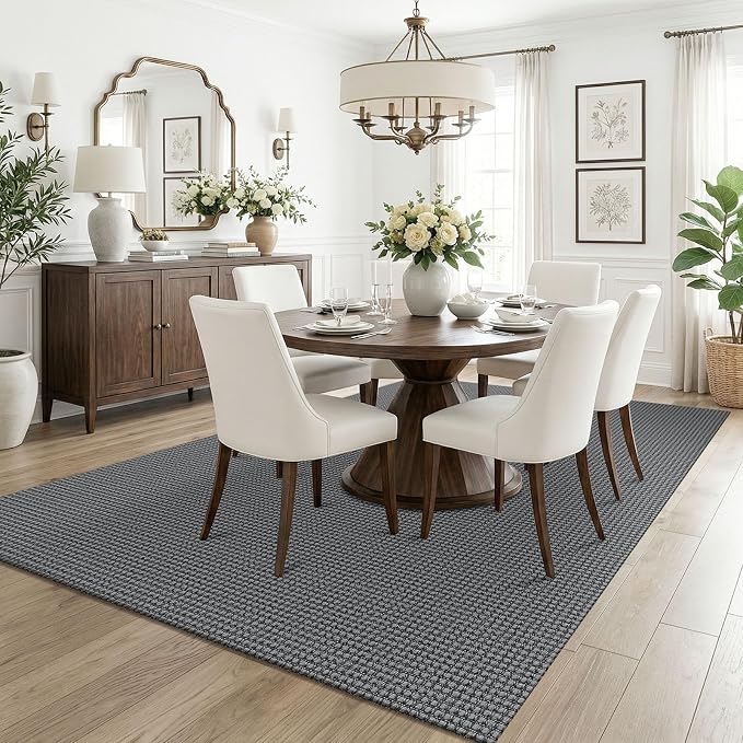 KOZYFLY Washable 5x7 Living Room Rug, Non Slip Woven Area Rugs, Braided Floor
