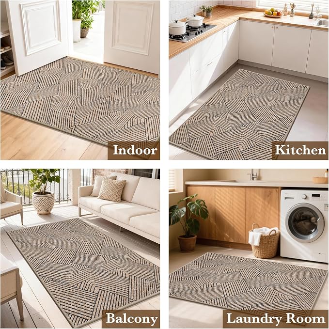 Indoor Door Mat 17"x30", Low-Profile Thin Welcome Front Door Mat Indoor Entrance