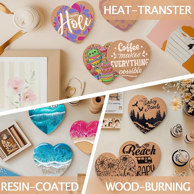 100 PCS Cork Coasters for Laser Engraving, Thick Absorbent Blank Coasters | 4