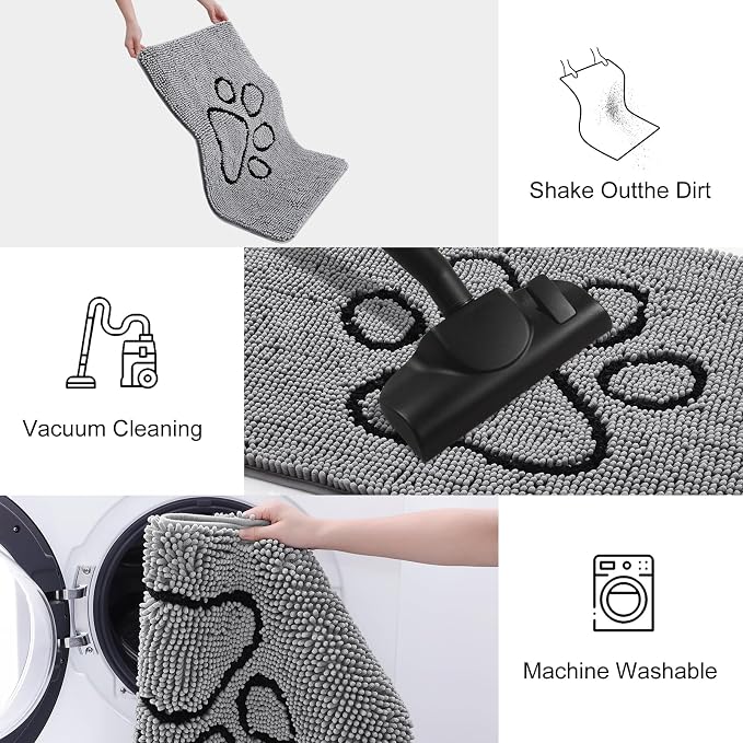 Smiry Dog Door Mat for Muddy Paws, Absorbent Dirt Trapper Non Slip Quick Dry