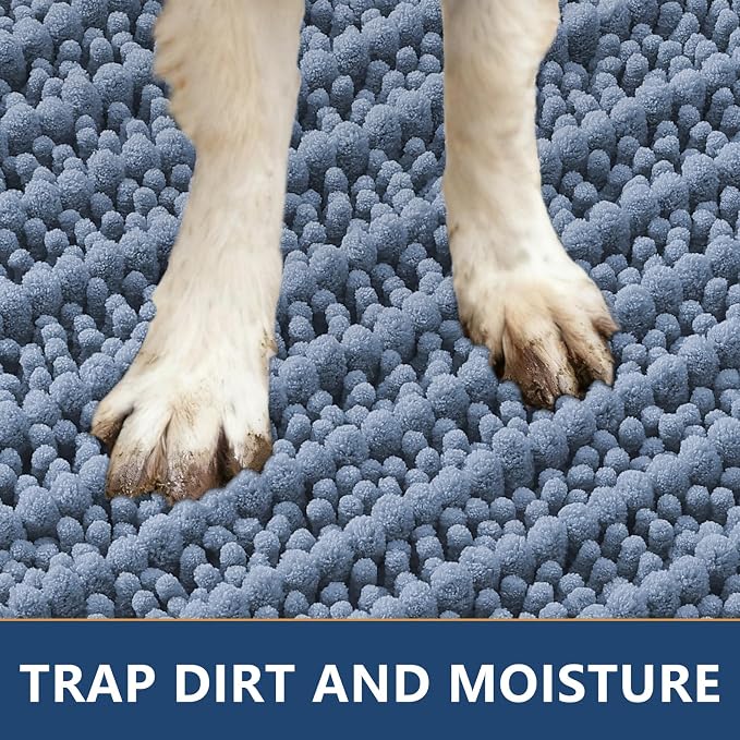 Smiry Dog Door Mat for Muddy Paws 47x24, Absorbent Dirt Trapper, Non-Slip