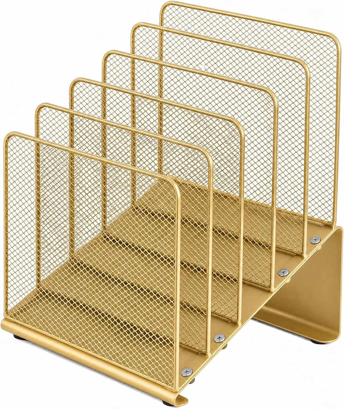 LEKETREE File Organizer for Desk, File Folder Organizer with 5-Section Vertical Rack, Suitable for Home Office Document Organization and Storage(Gold)