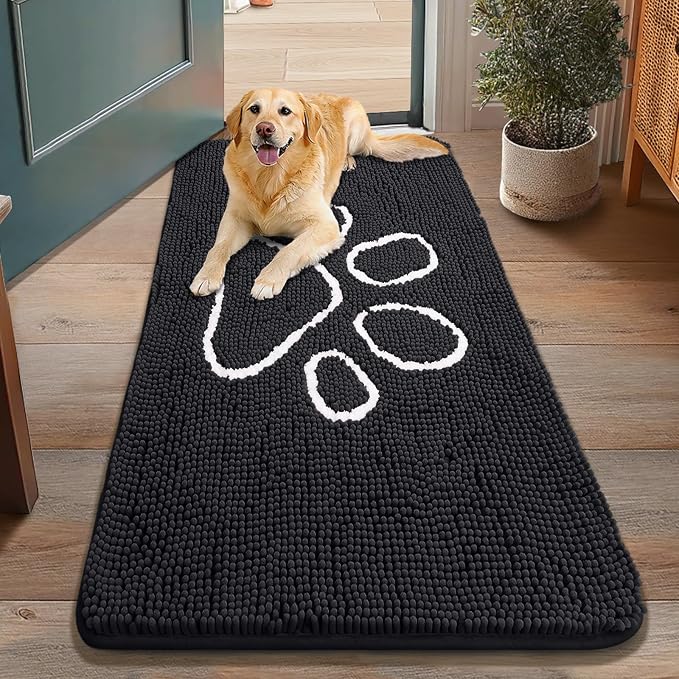 Smiry Dog Door Mat for Muddy Paws, Absorbent Dirt Trapper Non Slip Quick Dry